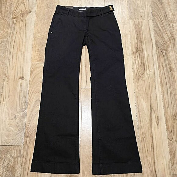 New Banana Republic Black Trouser Jeans Wide Leg Cuffed Sz 2 Womens Pants 30x31 - Picture 3 of 16